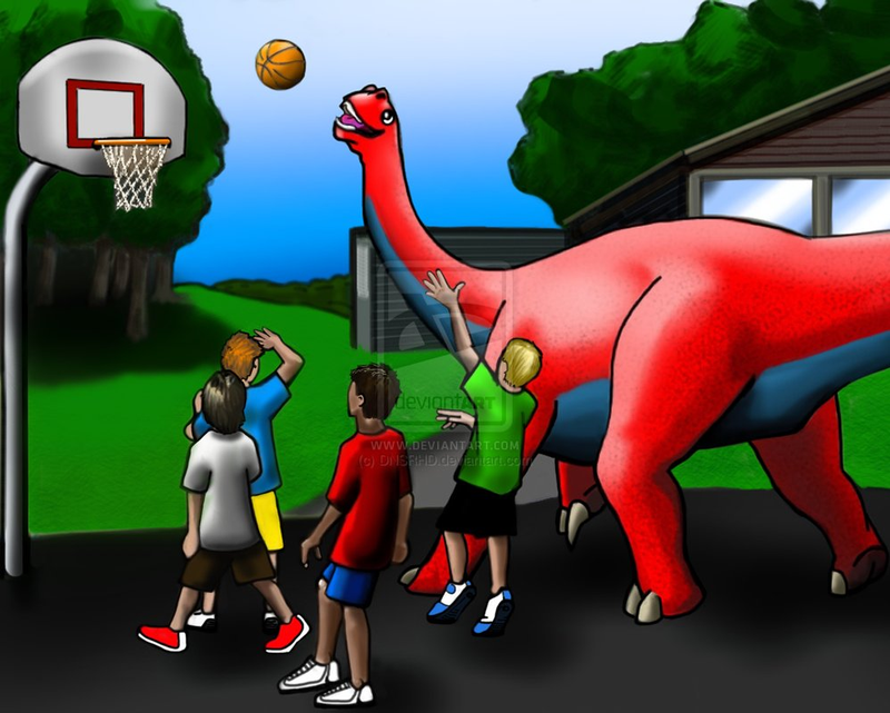 Illustration for article titled A Children's Treasury Of Dinosaurs Playing Sports